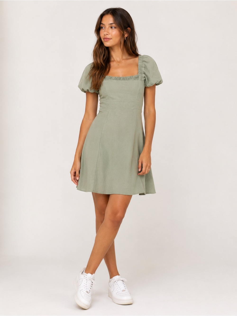 Steve Madden Sage Green Puff Sleeve Mini Dress | Cottagecore & Clean Girl